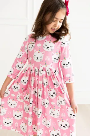 Unicorn Kitties Pocket Twirl Dress