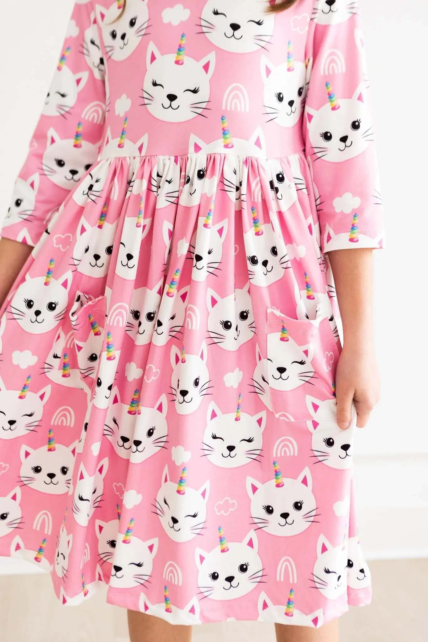 Unicorn Kitties Pocket Twirl Dress