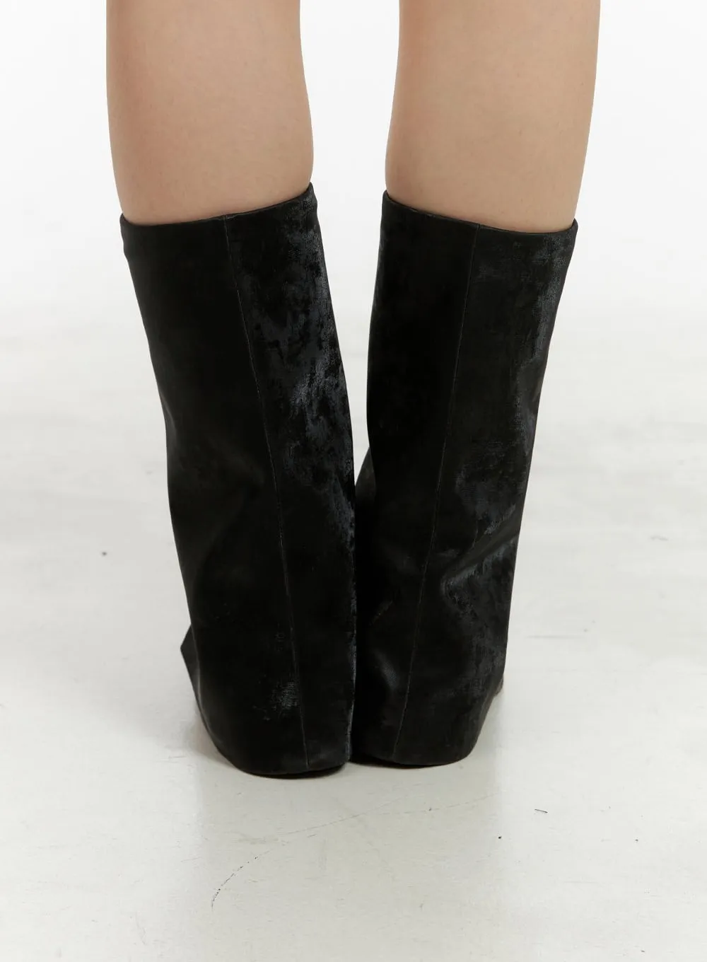 Velvet Open Toe Knee High Boots CU425