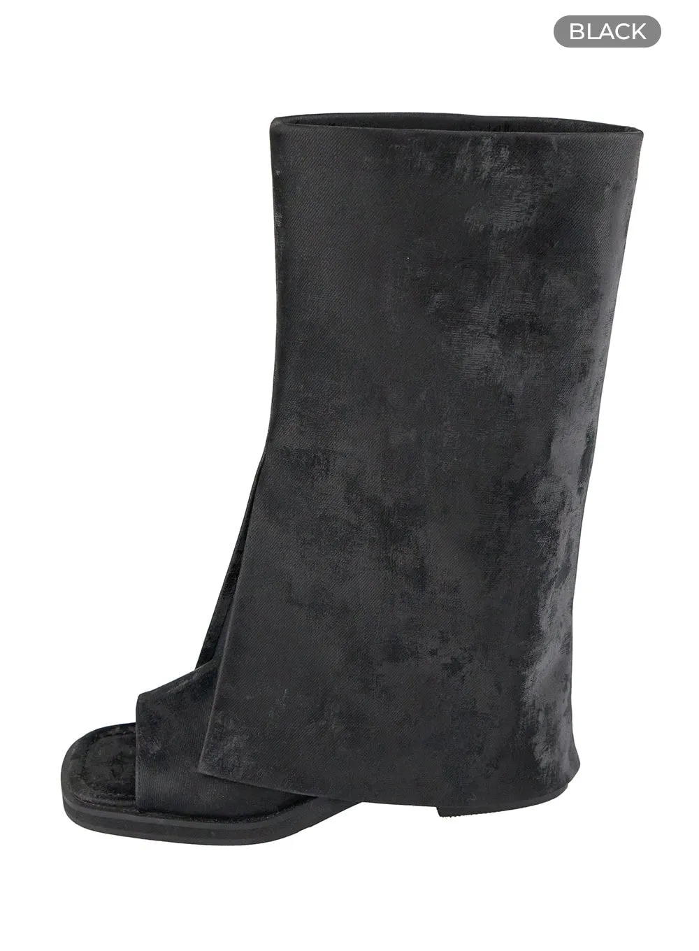 Velvet Open Toe Knee High Boots CU425