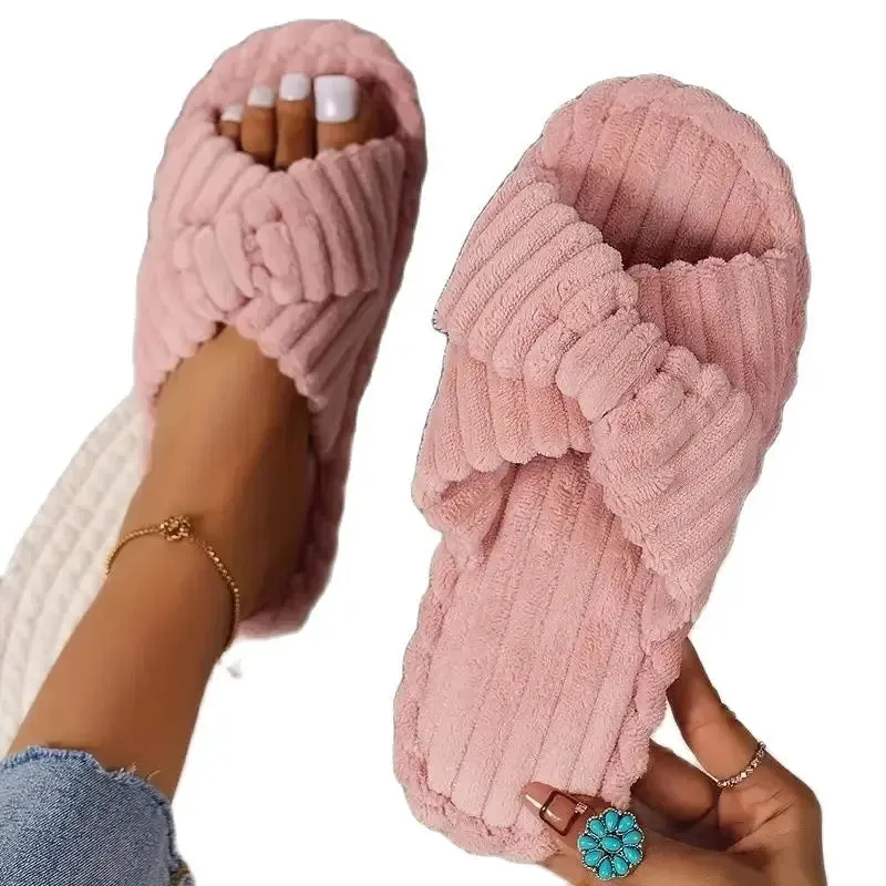 Women's Criss Cross Corduroy Slippers