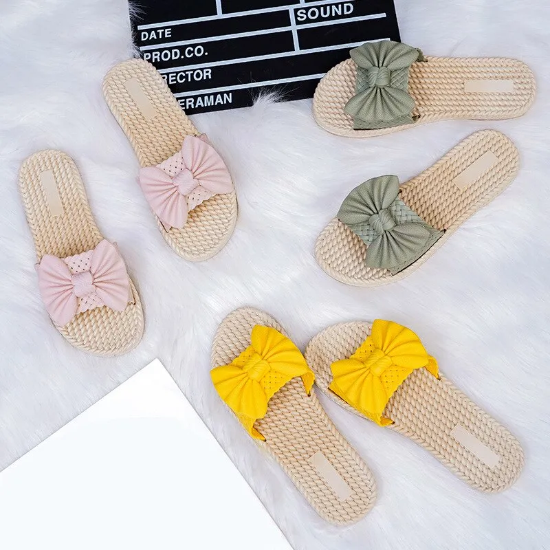 Women's Handmade Slipper Slides with Bow