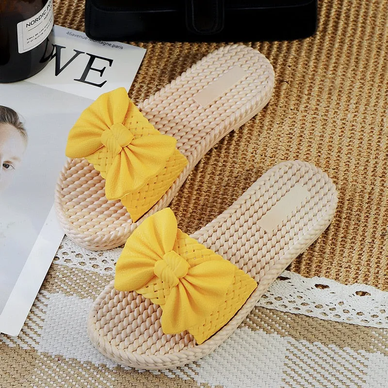 Women's Handmade Slipper Slides with Bow